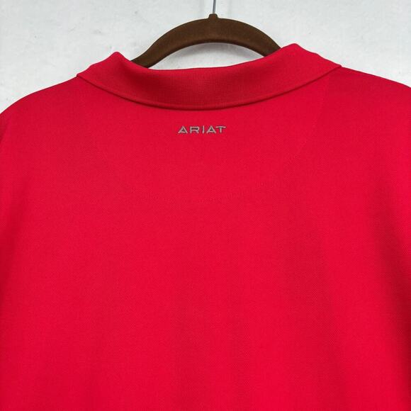 Ariat Tek Mens Polo Shirt Size XXLT Red Heat Series Stretch Knit Short Sleeve - Picture 8 of 11
